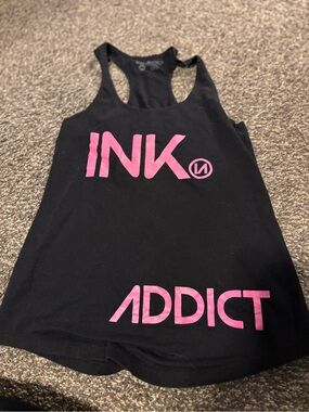 INK ADDICT Black Tank with Pink Logo